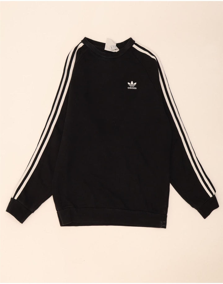 Adidas Mens Moletom Jumper Pequeno Algodão Preto