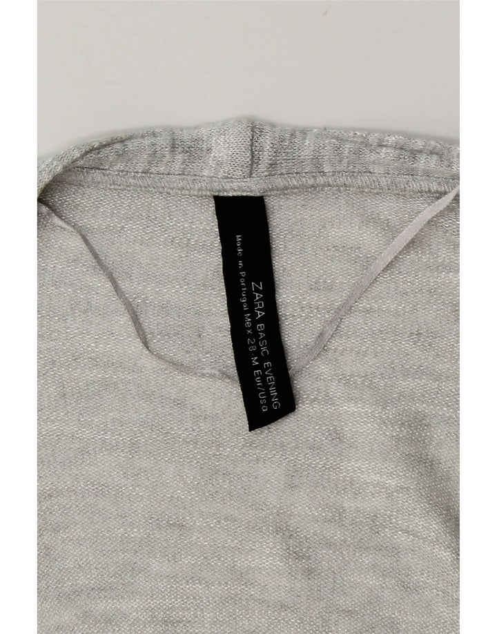 Zara Suéter Cardigan Aberto Feminino Reino Unido 12 Cinza Médio