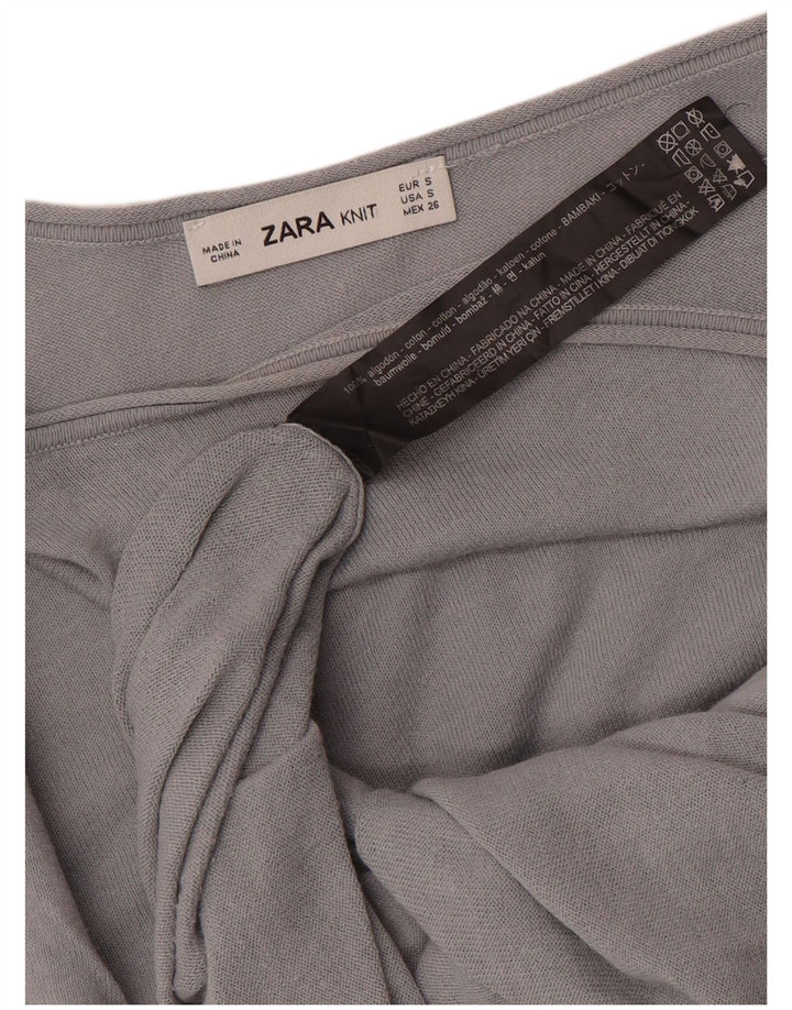 Zara blusa feminina oversized top UK 10 algodão cinza pequeno