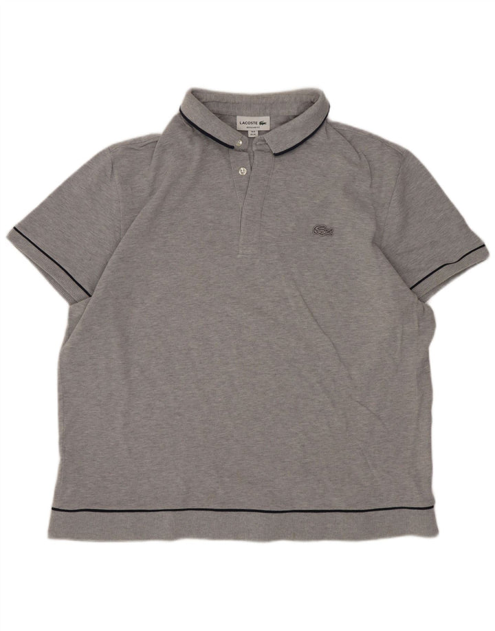 Camisa polo masculina Lacoste Regular Fit tamanho 6 XL cinza algodão