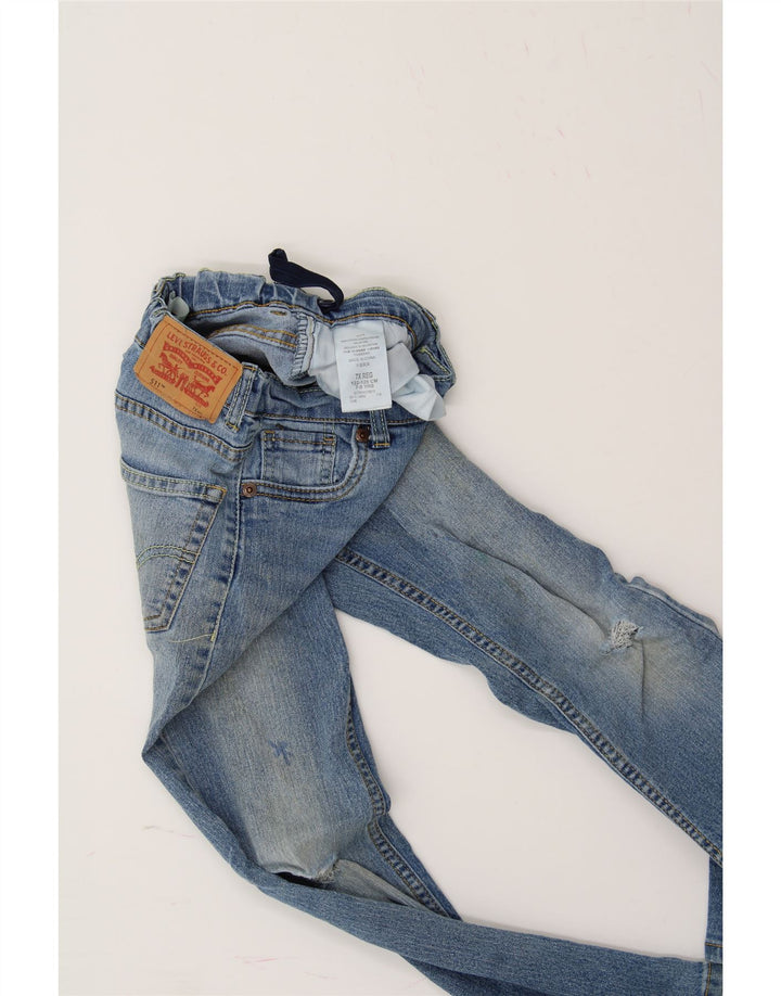 LEVI'S Boys 511 Distressed Slim Jeans 7-8 Years W22 L22 Blue Cotton Vintage Levi's and Second-Hand Levi's from Messina Hembry 