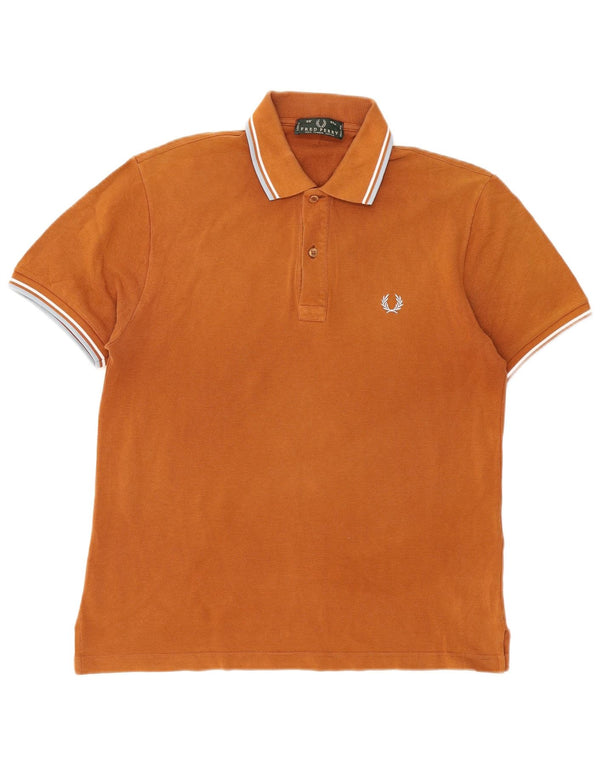 Camisa polo masculina Fred Perry pequena listrada marrom de algodão