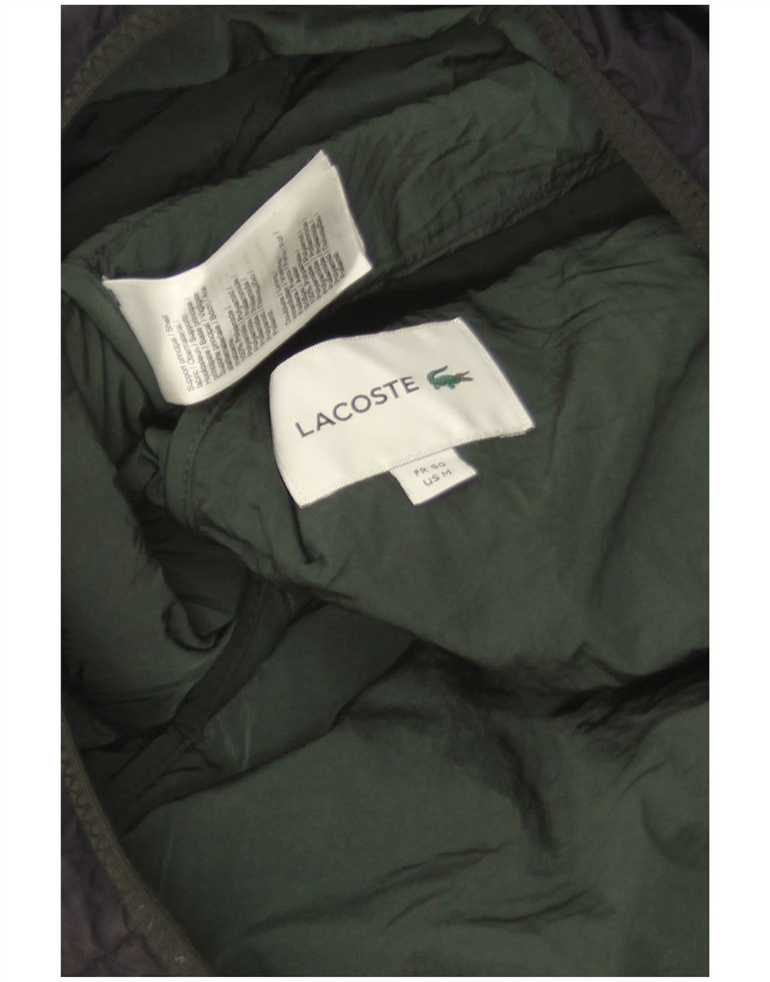 Jaqueta masculina acolchoada com capuz Lacoste tamanho 50 médio azul marinho poliamida