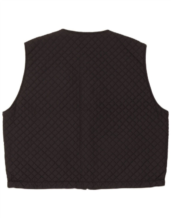 Colete acolchoado reversível grande vintage feminino Reino Unido 12 nylon preto médio