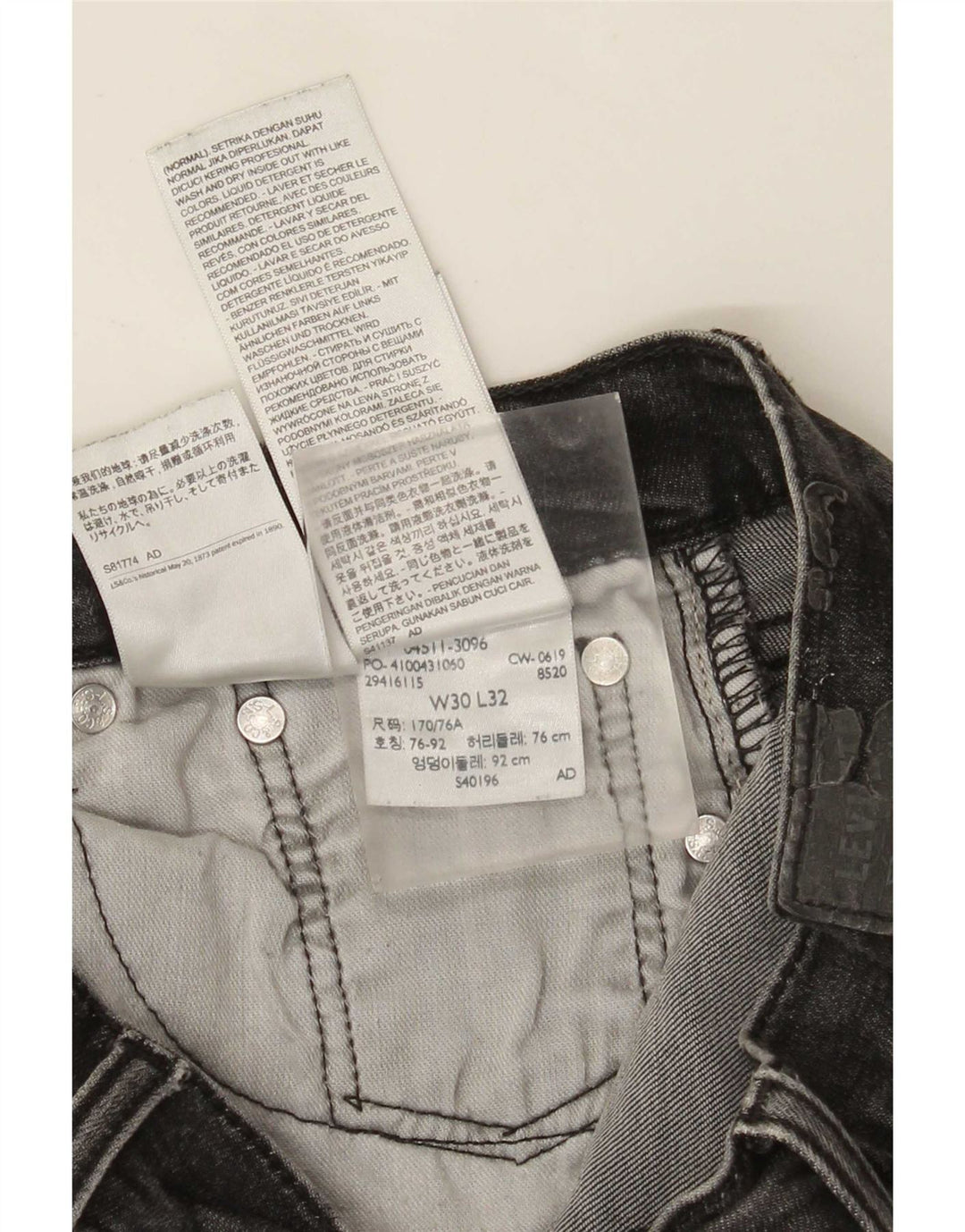 Levi's Masculino 511 Slim Jeans W30 L32 Cinza Algodão