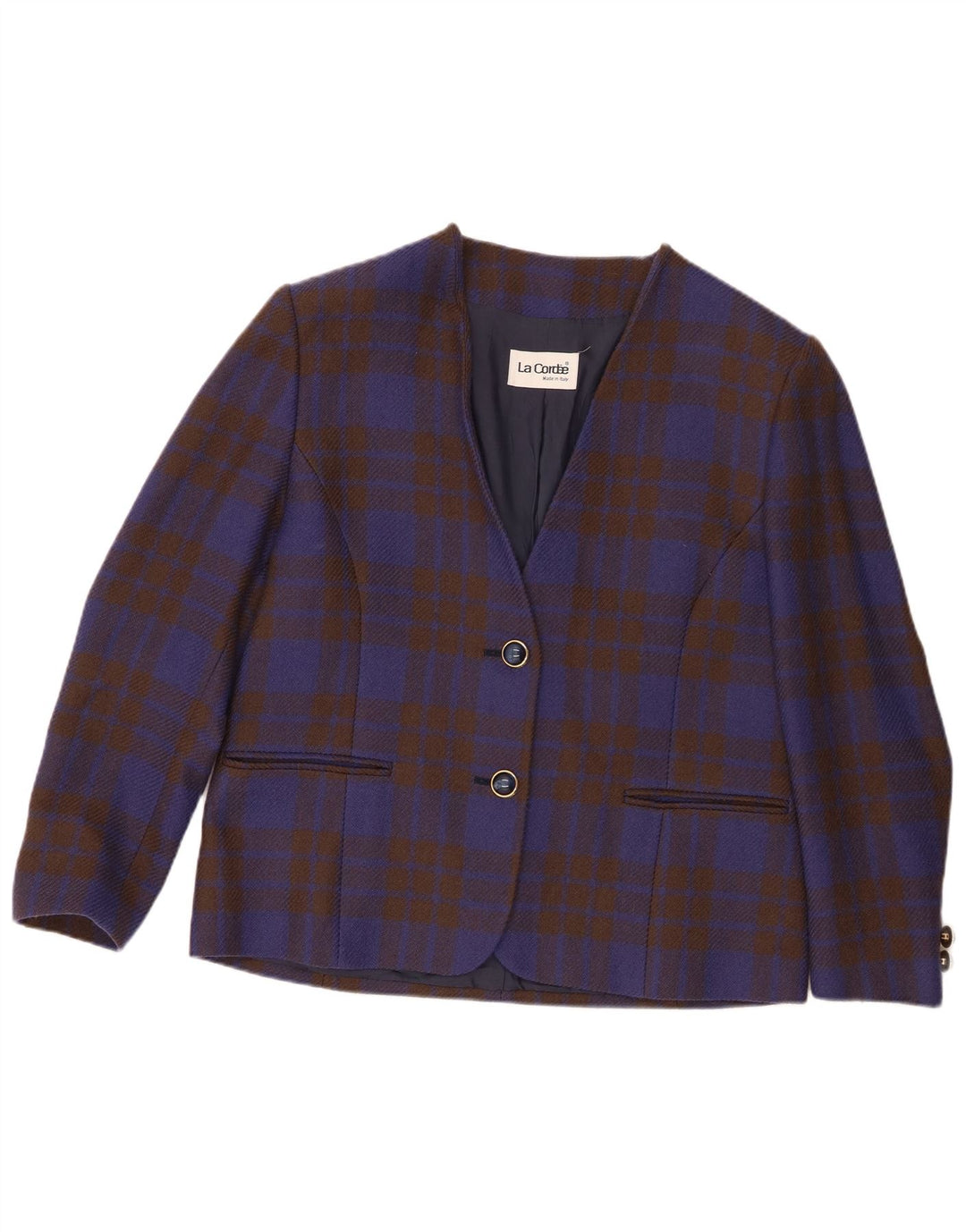 Jaqueta blazer feminina La Cordee com ajuste solto e 2 botões Reino Unido 14 xadrez azul médio