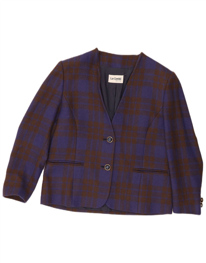 Jaqueta blazer feminina La Cordee com ajuste solto e 2 botões Reino Unido 14 xadrez azul médio