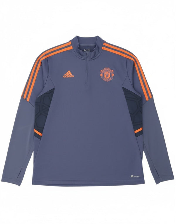 Adidas Mens Manchester United Pulôver Treino Top Grande Azul Colorblock