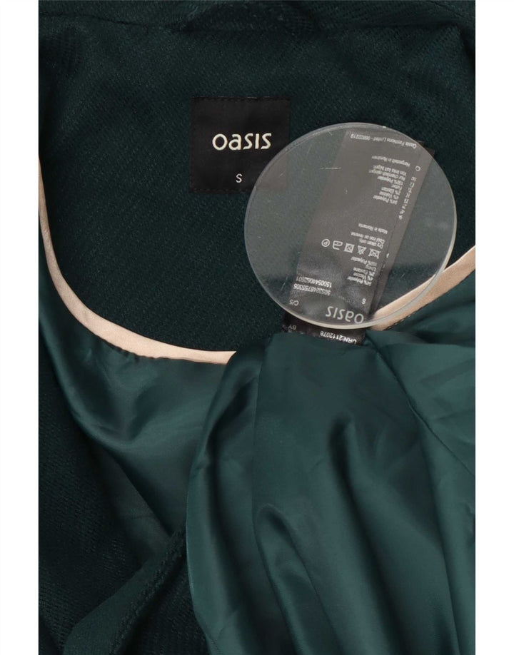 Casaco feminino Oasis com peito duplo UK 10 poliéster verde pequeno