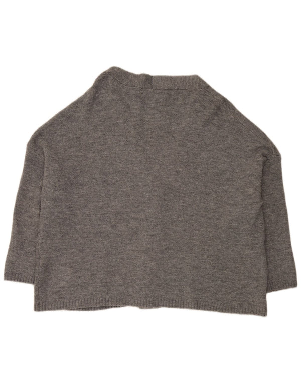 Zara Suéter Cardigan Feminino Oversized Reino Unido 14 Acrílico Salpicado Cinza Médio