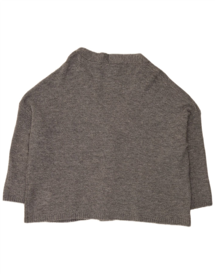 Zara Suéter Cardigan Feminino Oversized Reino Unido 14 Acrílico Salpicado Cinza Médio