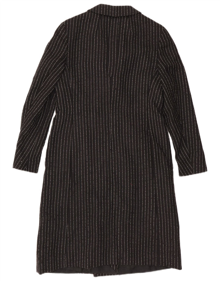 Casaco feminino vintage com peito duplo Reino Unido 8 riscas pretas pequenas