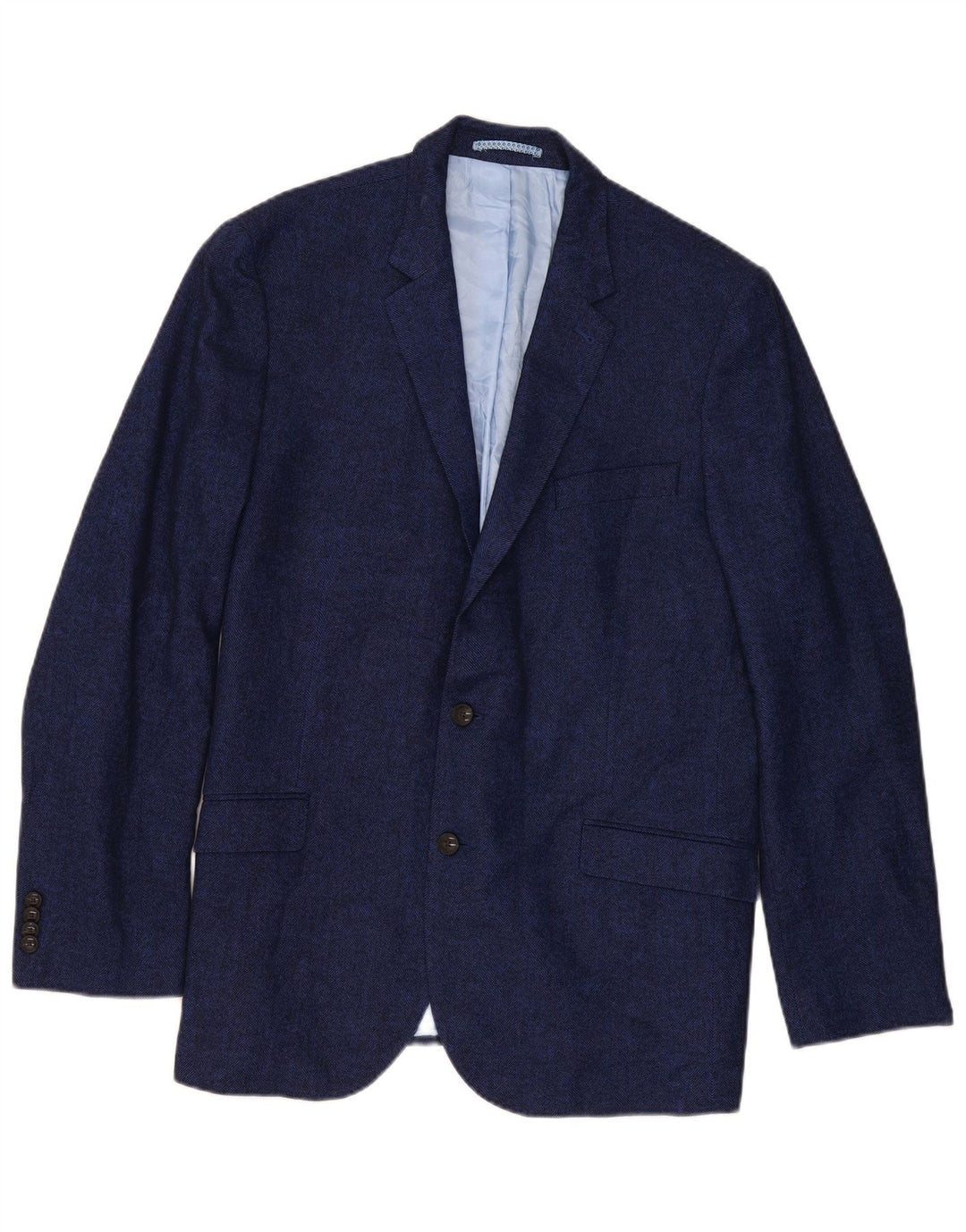 Jaqueta blazer masculina de 2 botões Marks & Spencer UK 44 XL azul marinho espinha de peixe