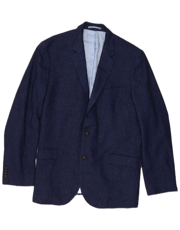 Jaqueta blazer masculina de 2 botões Marks & Spencer UK 44 XL azul marinho espinha de peixe