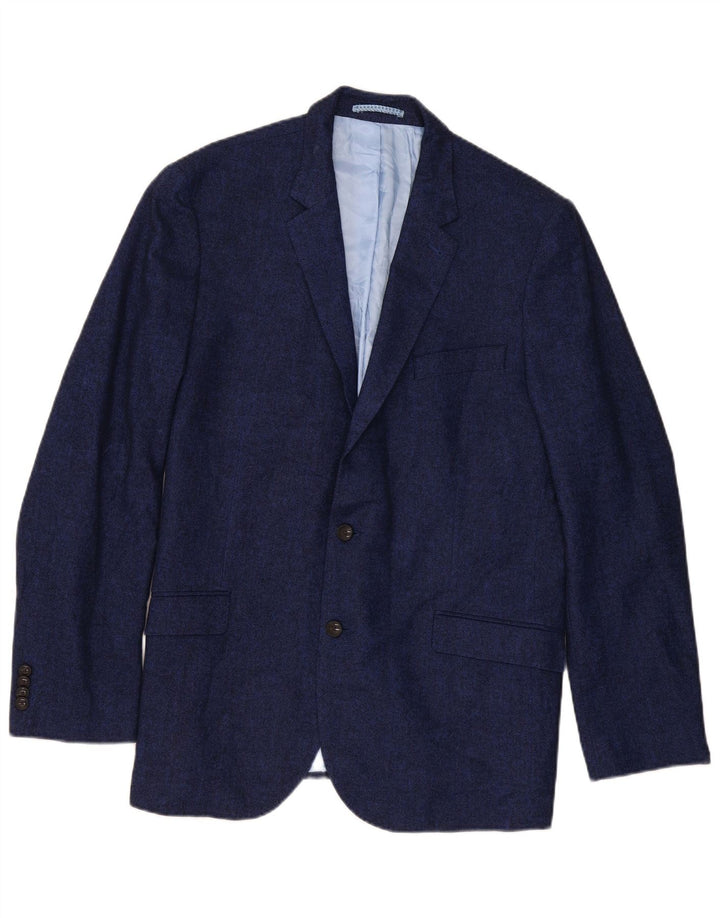 Jaqueta blazer masculina de 2 botões Marks & Spencer UK 44 XL azul marinho espinha de peixe