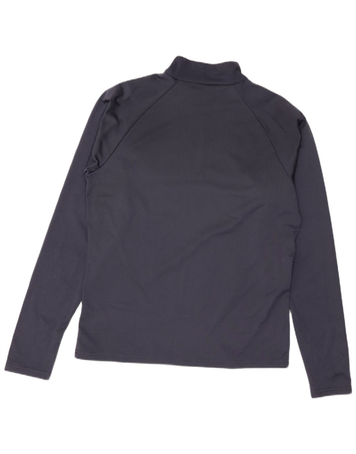 Puma Mens Zip Neck Pullover Treino Top Médio Azul Marinho Colorblock