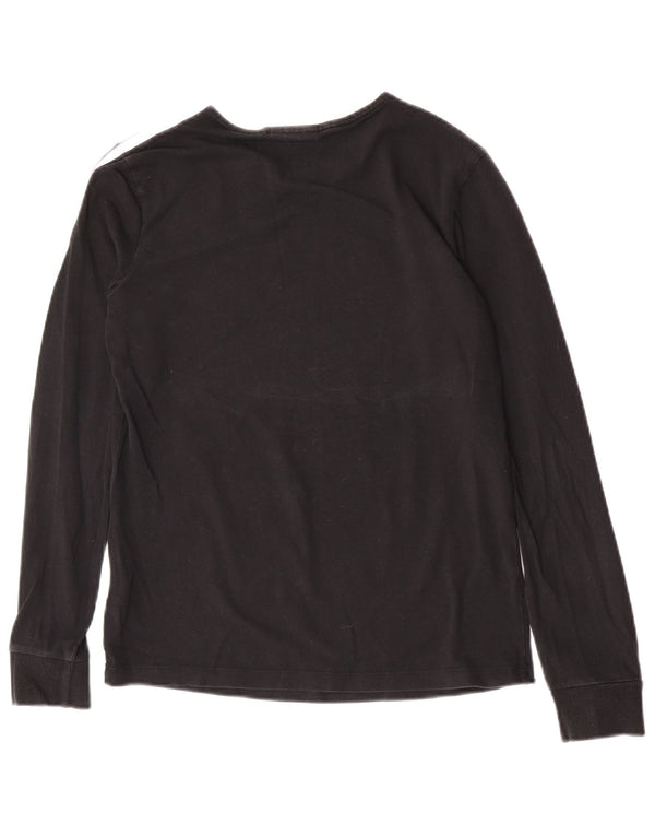 Top Feminino Adidas Manga Longa UK 10 Pequeno Algodão Preto