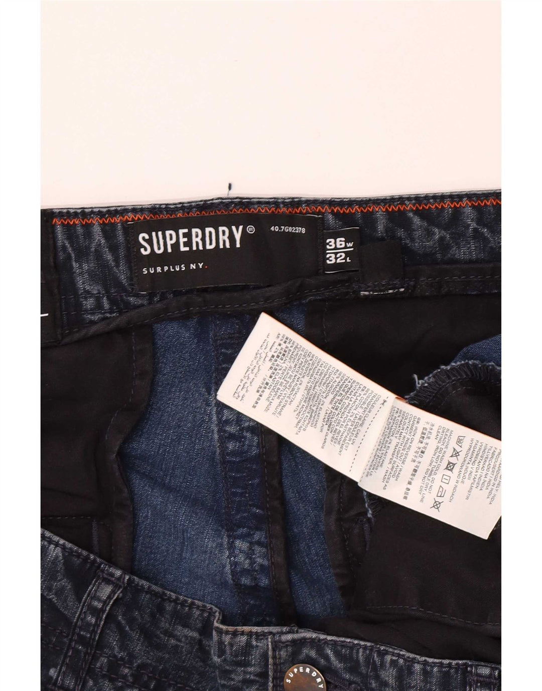 Superdry Mens Cargo Slim Jeans W36 L32 Azul Algodão