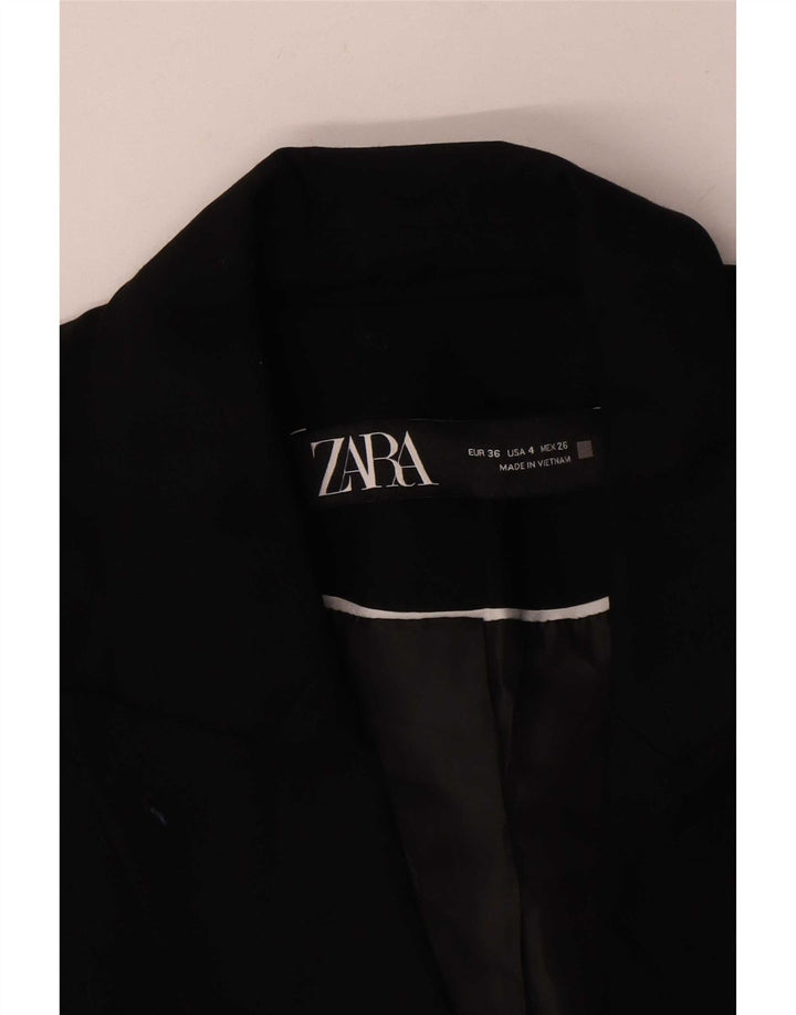Jaqueta blazer feminina Zara com 1 botão Reino Unido 36 poliéster preto pequeno