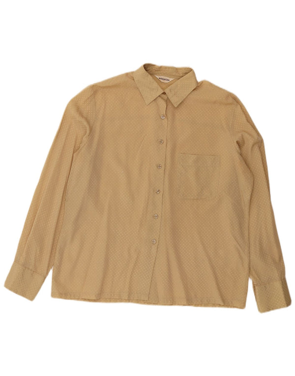 Blusa feminina vintage IT 50 XL acetato geométrico bege