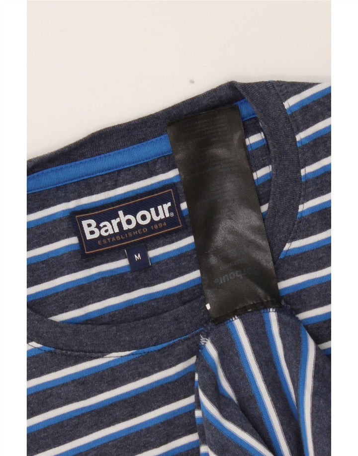 Camiseta masculina Barbour Top médio algodão listrado azul marinho