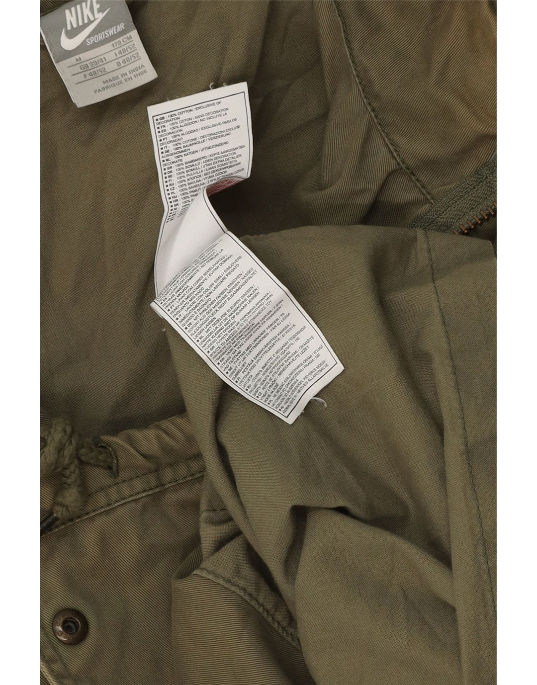 Jaqueta Parka Masculina Nike com Capuz UK 39/41 Médio Algodão Cáqui