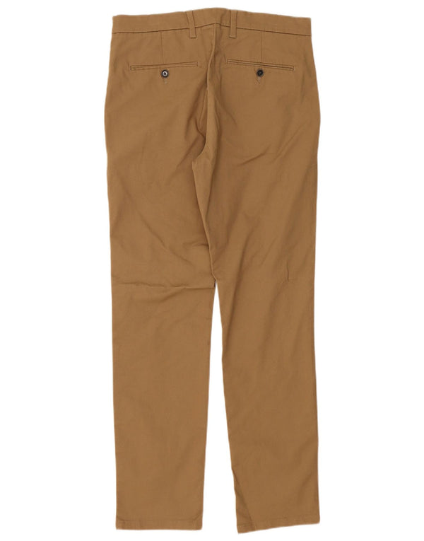Calça chino reta masculina Marks & Spencer W32 L31 algodão bege