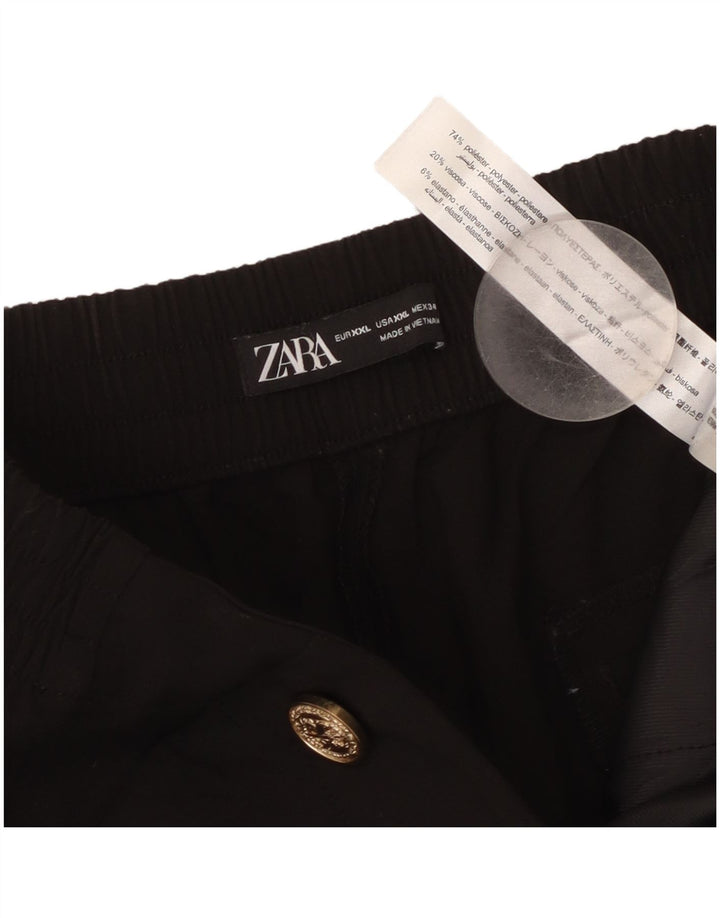 Calça feminina reta casual Zara 2XL W34 L27 poliéster preto