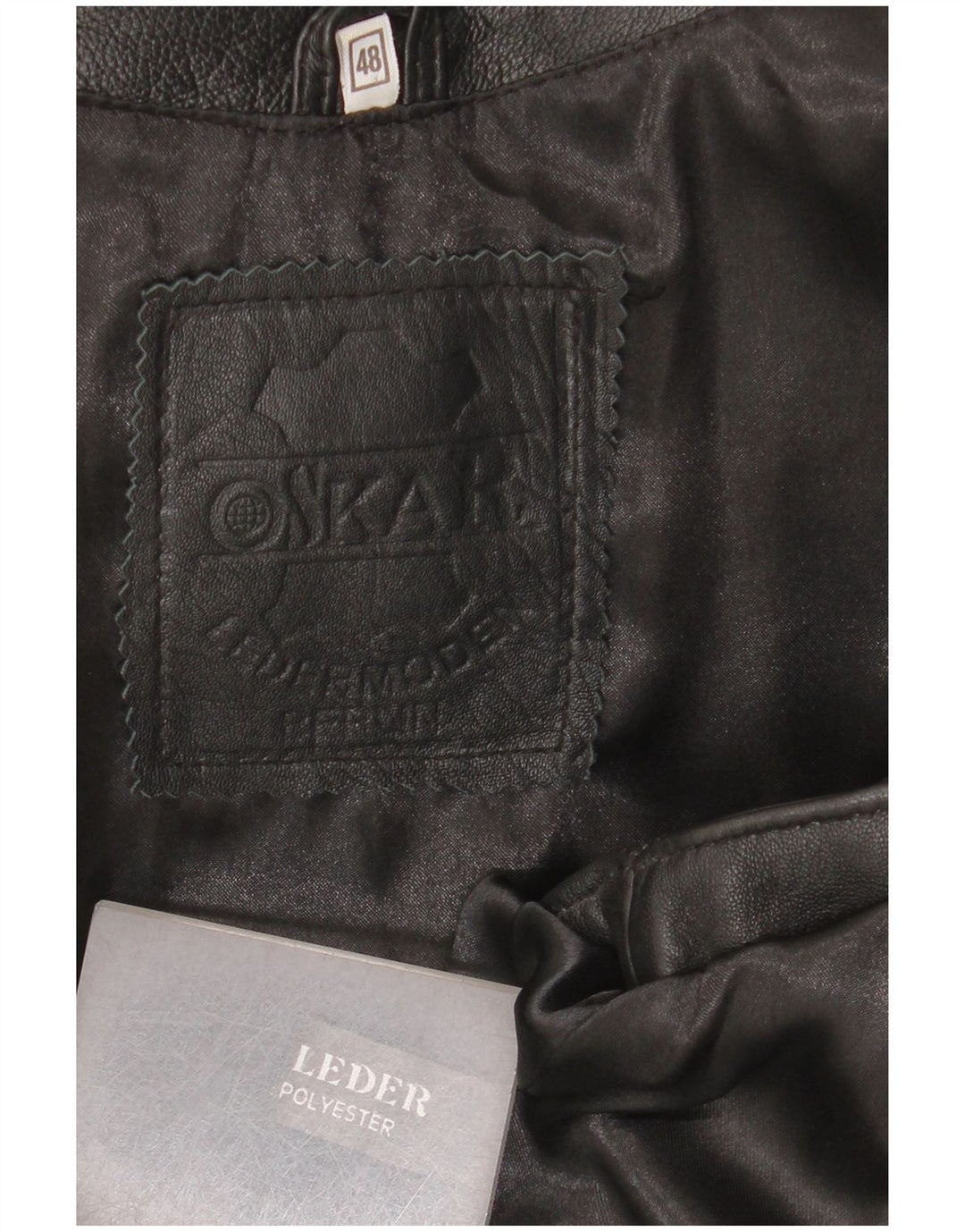 Colete de couro masculino vintage IT 48 couro preto médio