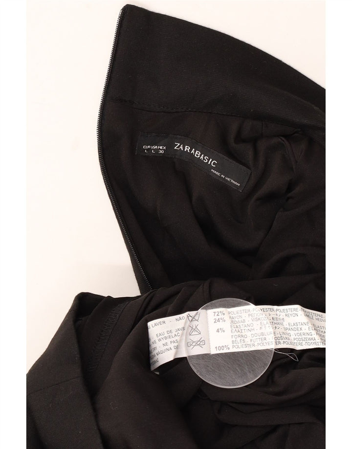 Vestido feminino Zara com bainha sem mangas Reino Unido 14 grande poliéster preto