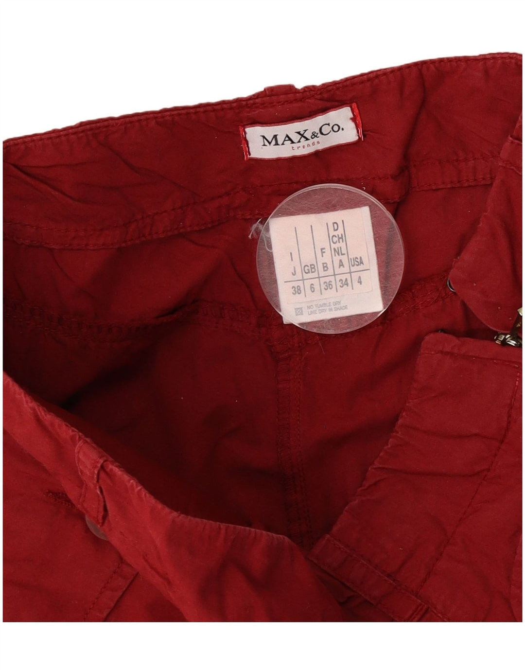 Saia midi feminina Max & Co. Reino Unido 6 pequena W26 algodão vermelho
