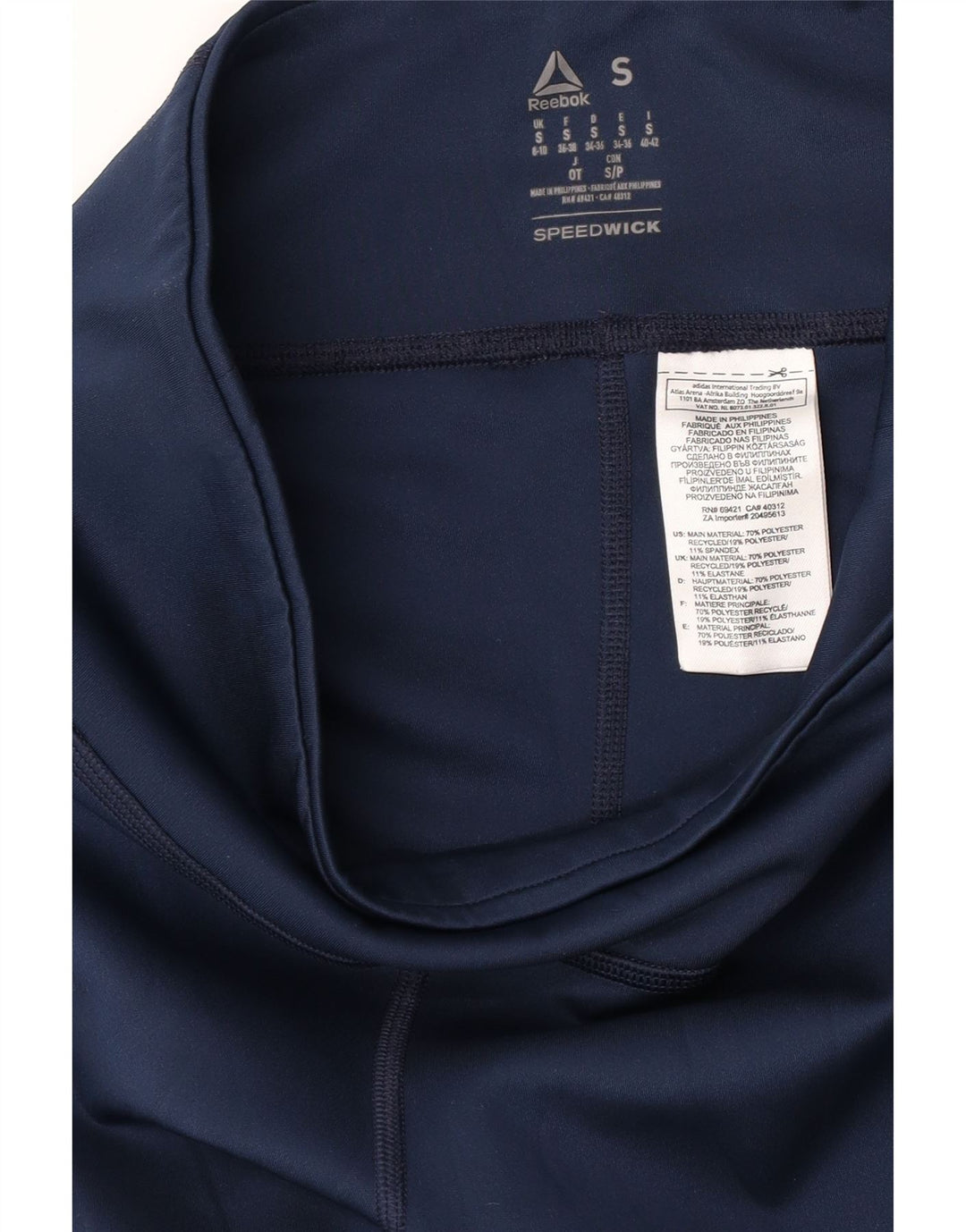 Leggings femininos REEBOK UK 8/10 poliéster azul marinho pequeno