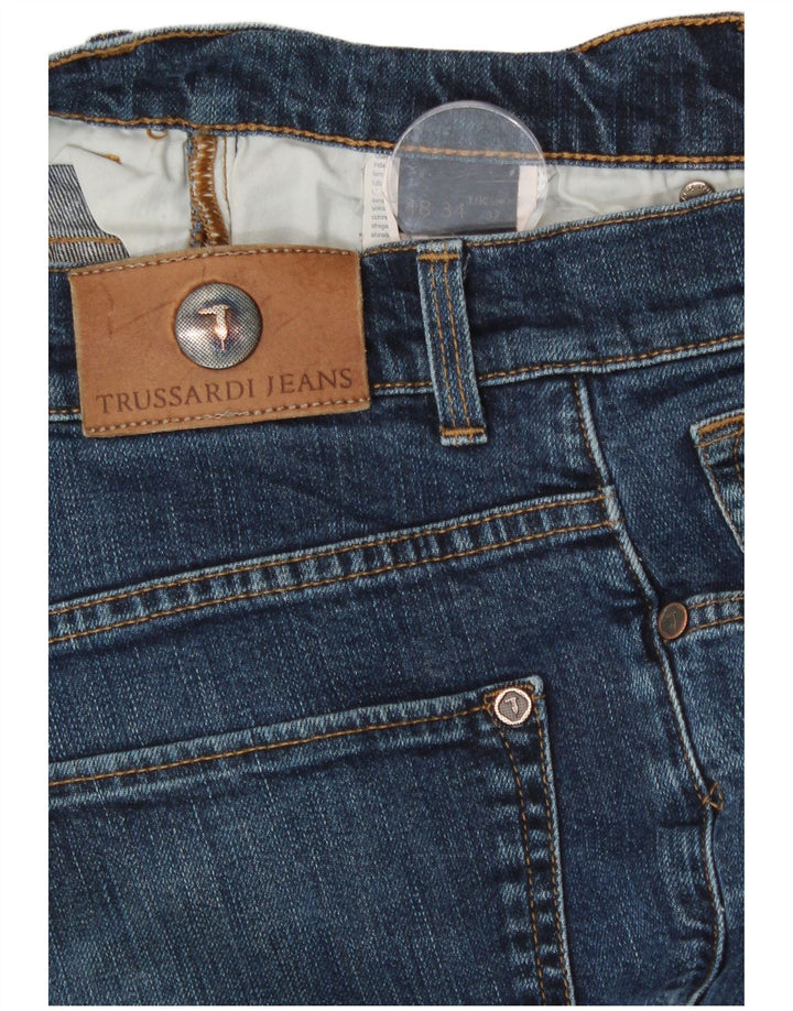Jeans retos femininos Trussardi W32 L29 algodão azul