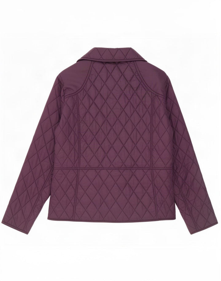 Jaqueta acolchoada feminina Barbour UK 16 grande poliamida roxa