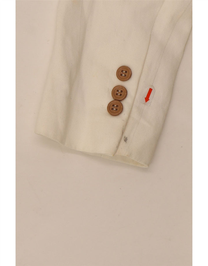 Jaqueta blazer feminina Zara com 1 botão Reino Unido 16 grande viscose branca