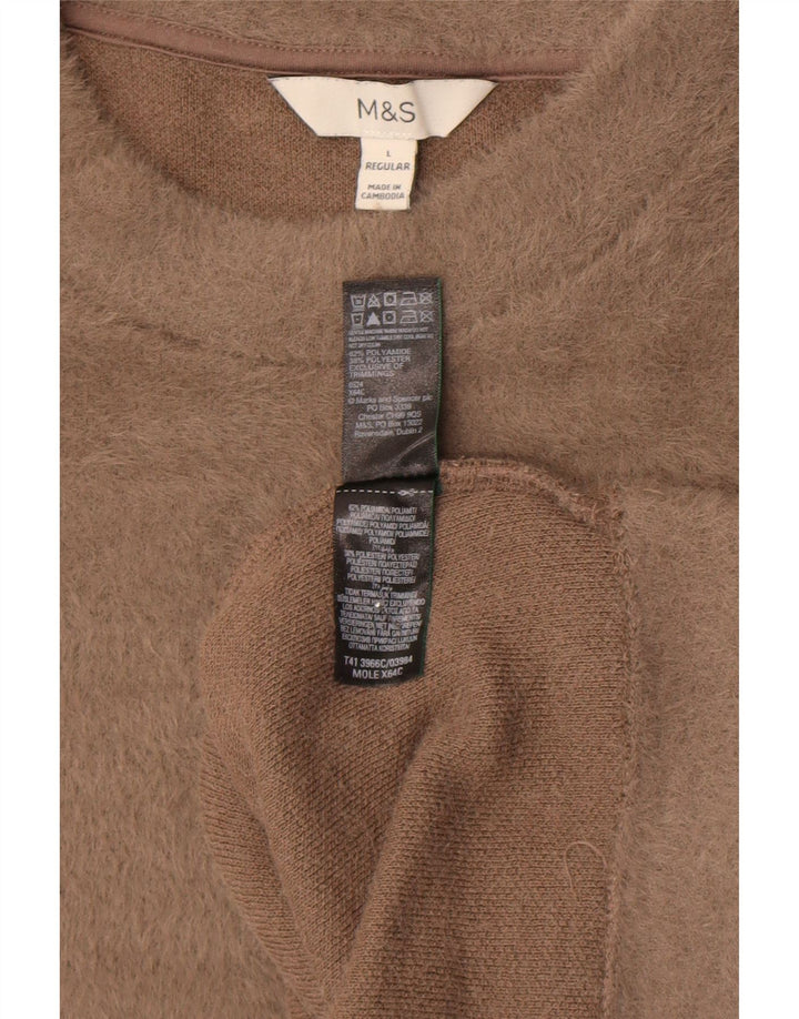 Suéter feminino Marks & Spencer grande com gola redonda Reino Unido 16 grande bege