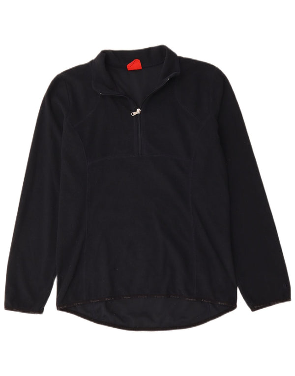 Jumper de lã feminino Champion com zíper e gola UK 16 grande poliéster azul marinho