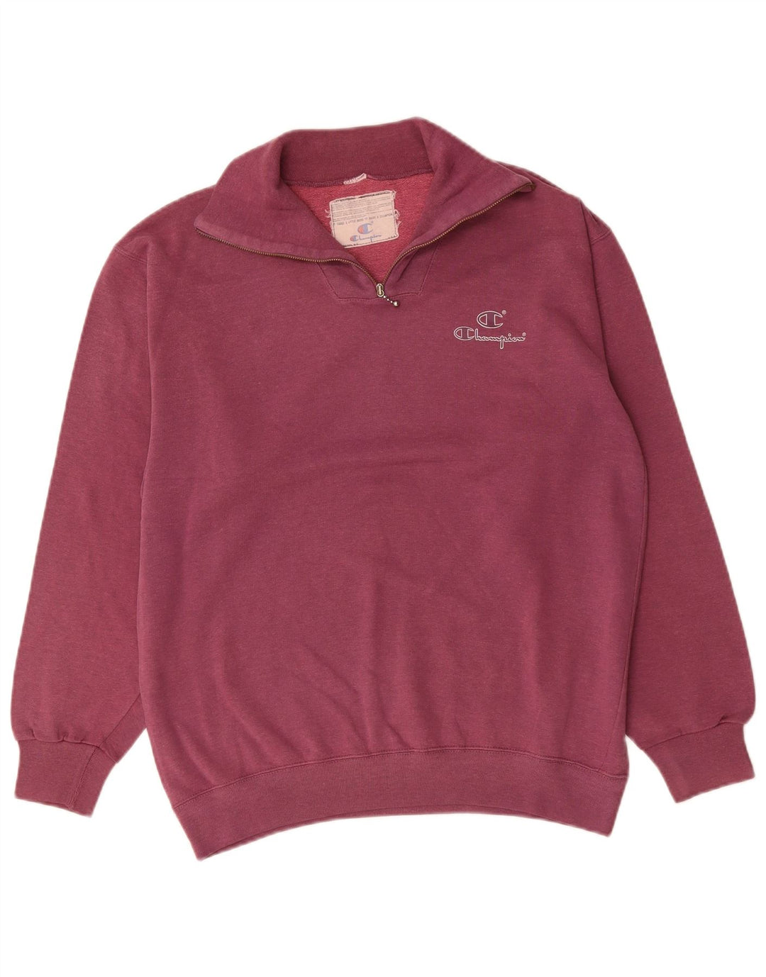 CHAMPION Suéter masculino com zíper e gola média rosa