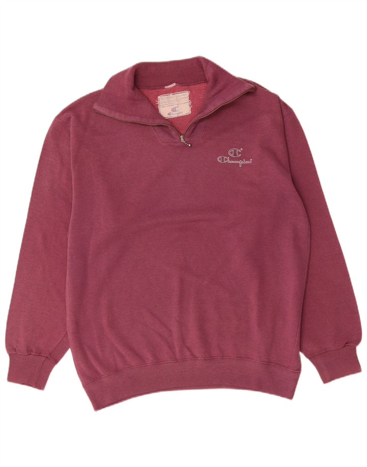 CHAMPION Suéter masculino com zíper e gola média rosa