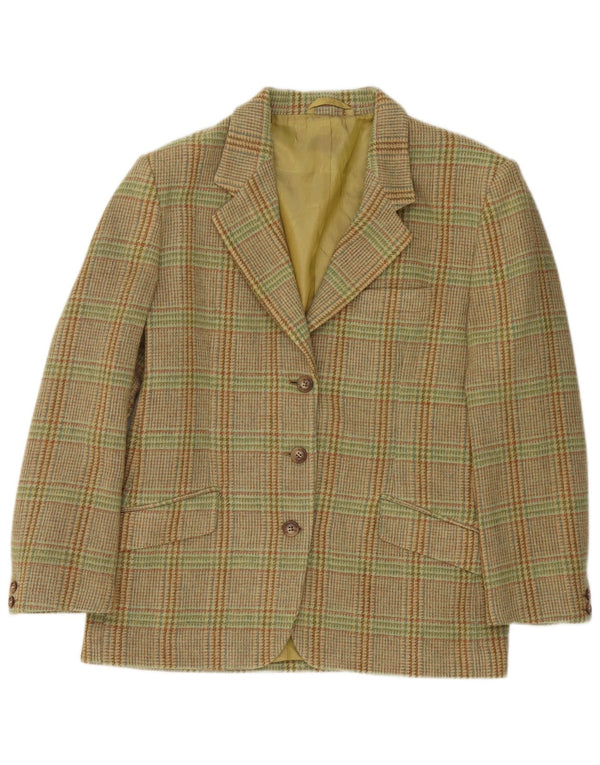 Jaqueta blazer feminina de 3 botões Henry Cottons IT 44 Houndstooth verde médio