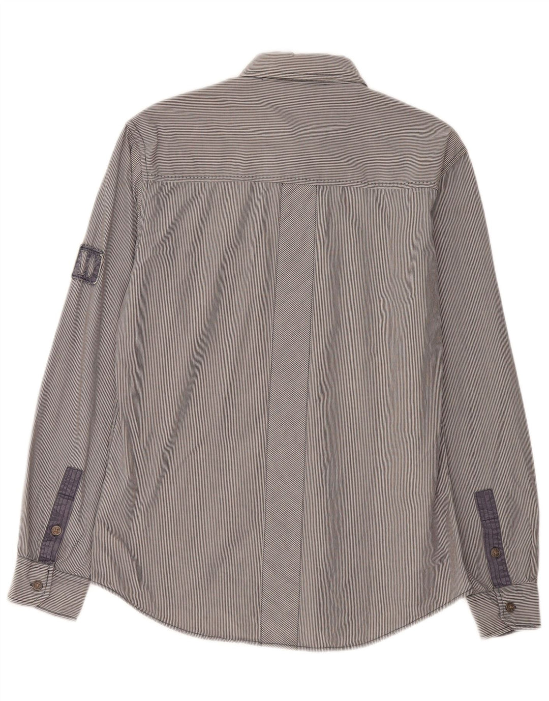 Wrangler Camisa masculina cinza médio listrado algodão