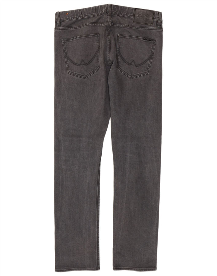 Superdry Mens Corporal Slim Jeans W33 L32 Cinza Algodão