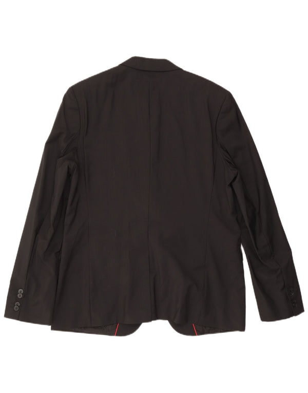 Jaqueta blazer masculina de 2 botões HUGO BOSS EU 56 3XL lã preta