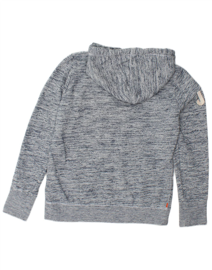 Jumper feminino com capuz gráfico SUPERDRY Reino Unido 16 grande algodão manchado azul marinho