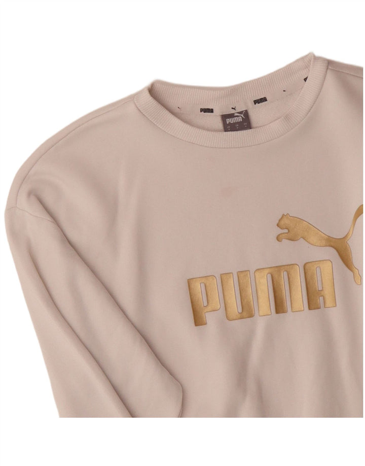 PUMA Mens Graphic Moletom Jumper Pequeno Algodão Off White