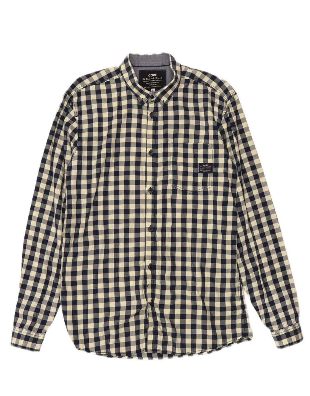 JACK & JONES Camisa masculina grande de algodão xadrez amarelo