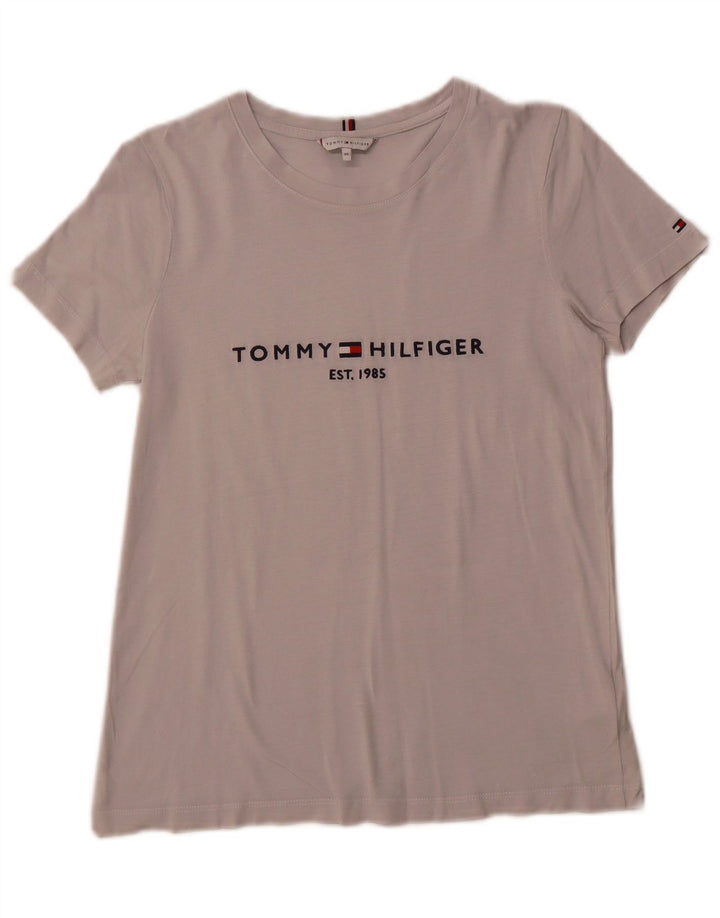 Camiseta feminina TOMMY HILFIGER com estampa gráfica UK 6 XS algodão cinza