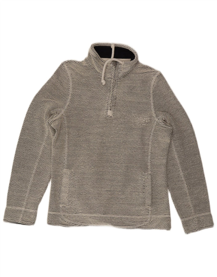 WEIRD FISH Suéter feminino com gola e zíper UK 12 cinza médio acrílico