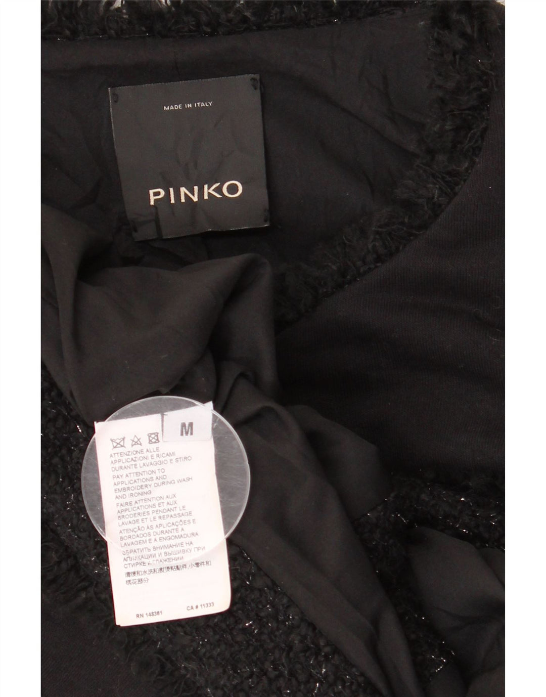 Jaqueta blazer feminina Pinko com 3 botões Reino Unido 12 algodão preto médio