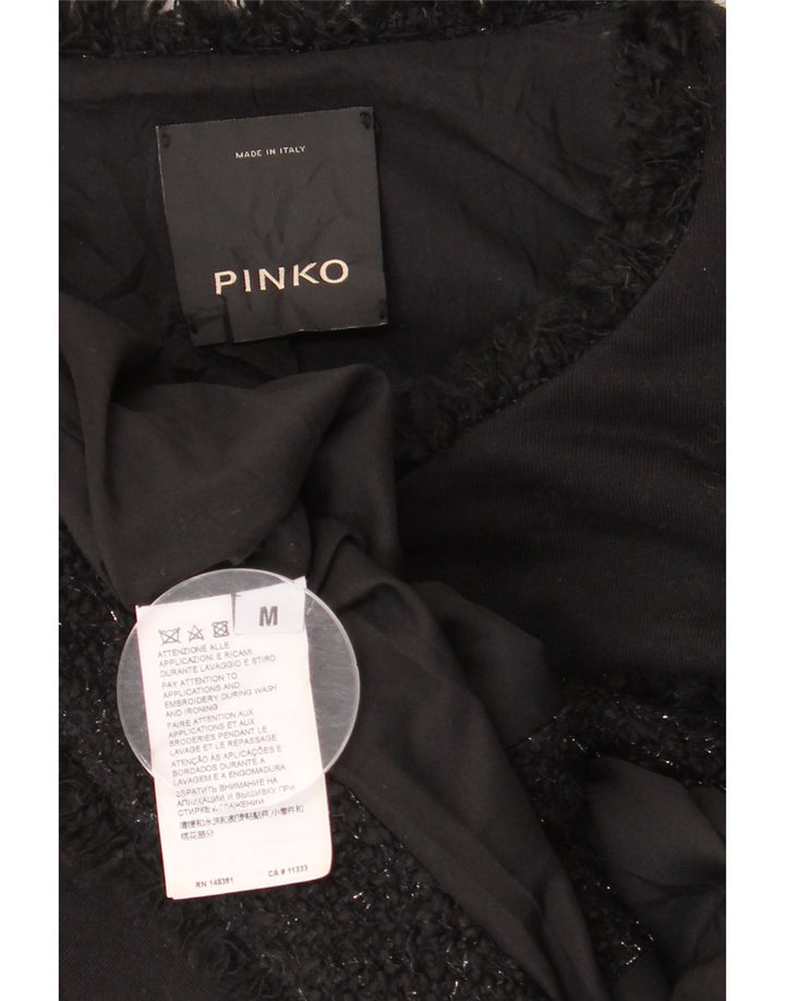 Jaqueta blazer feminina Pinko com 3 botões Reino Unido 12 algodão preto médio